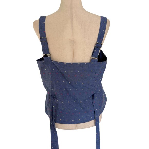 Modcloth Size Large Blue Button Front Tank Top Colorful Polka Dots Swiss Dots - Picture 3 of 11